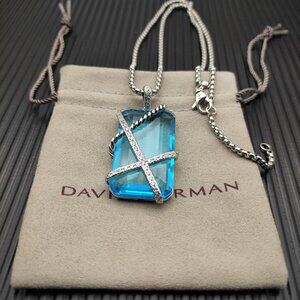 David Yurman Blue Crystal Bezel Necklace